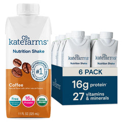 Kate Farms Organic Nutrition Coffee Shake bottle, convenient 11 oz ready-to-drink nutrition