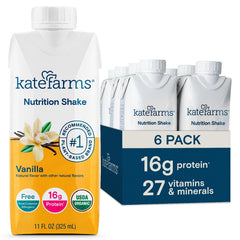 Kate Farms Vanilla Organic Nutrition Shake 11oz bottle for quick on-the-go nourishment