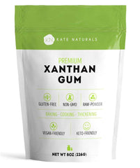 Kate Naturals Xanthan Gum powder in batter for gluten-free baking.