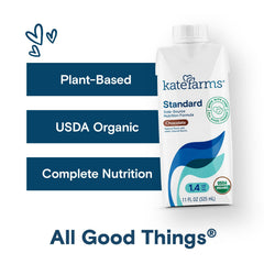 Kate Farms Plain Shake carton label highlighting vegan, simple ingredients.