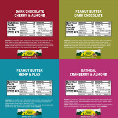 Kate's Real Food Dark Chocolate Cherry Almond bar close-up, protein-packed trail snack.