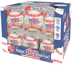 Kathy Kaye baseball-themed packaging highlights a snack for fans at events.