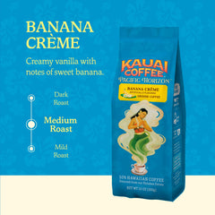 Kauai Coffee Banana Creme vanilla steam rising from a cup