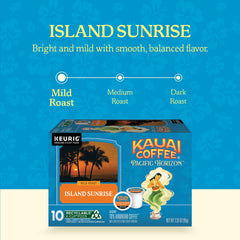 Close-up of Island Sunrise K-Cups showing mild, bright profile