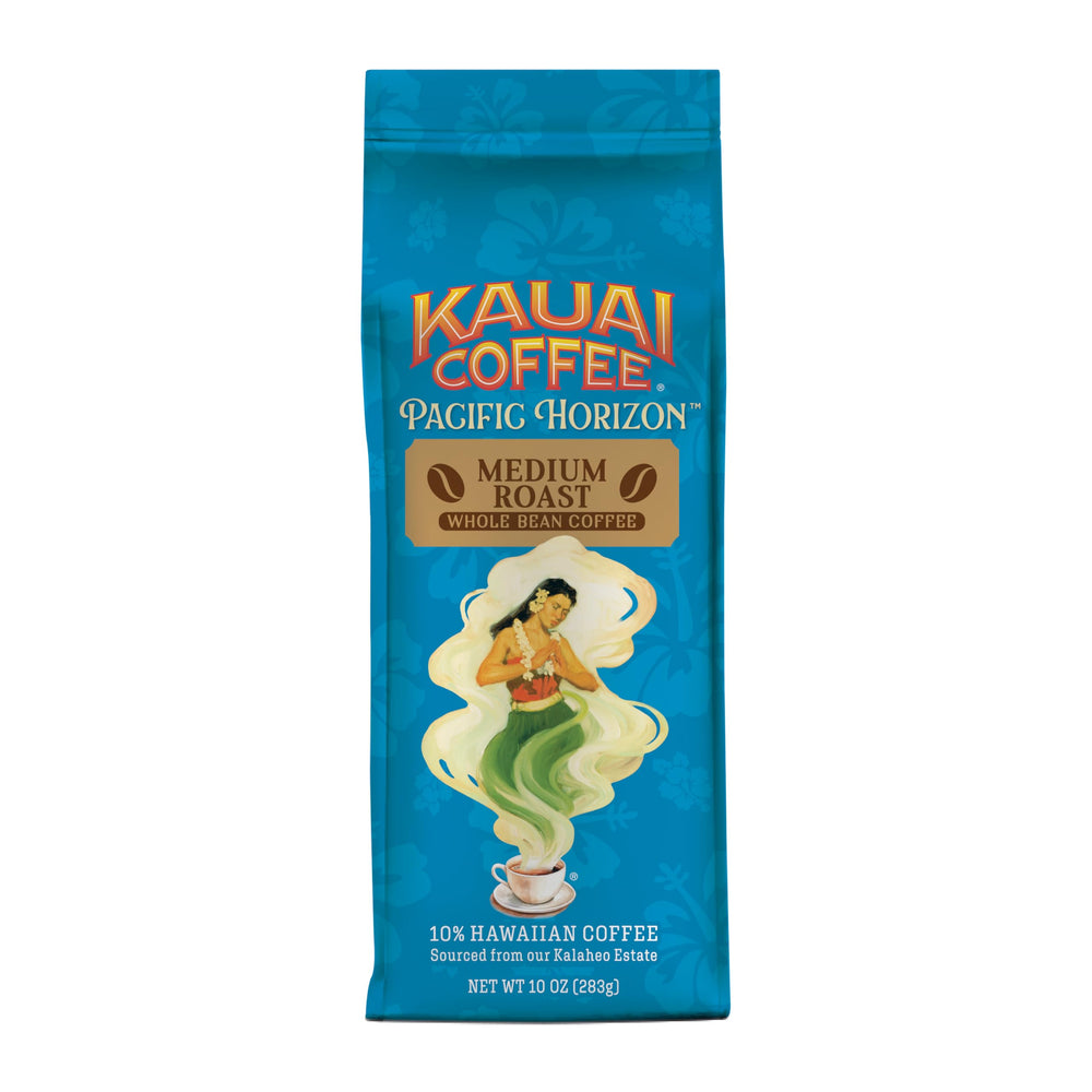 Kauai Coffee Koloa Estate whole bean pack ready for fresh grinding at home.