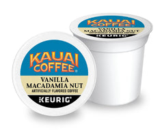 Aroma-drenched steam rising from Kauai Vanilla Macadamia Nut, inviting a relaxing coffee break.