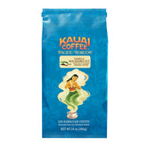 Kauai Coffee Vanilla Macadamia Nut ground coffee bag shows smooth medium roast for easy mornings