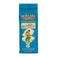 Kauai Coffee Vanilla Macadamia Nut ground coffee bag with inviting aroma