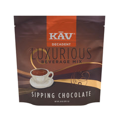 KAV Decadent rich sipping chocolate bottle pour showcases premium flavor for cozy evenings.