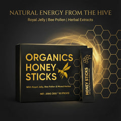 KBKTWOLT Organics Honey Sticks stick-closeup with royal jelly and pollen