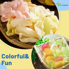Prawn crackers plated as festive appetizers for gatherings.