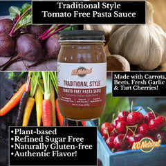KC Natural Tomato Free Pasta Sauce jar displayed for vegan meal prep.
