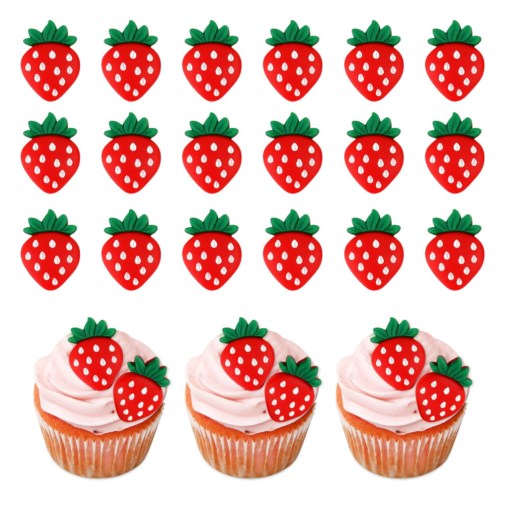 Keaziu strawberry cupcake toppers close-up for festive desserts