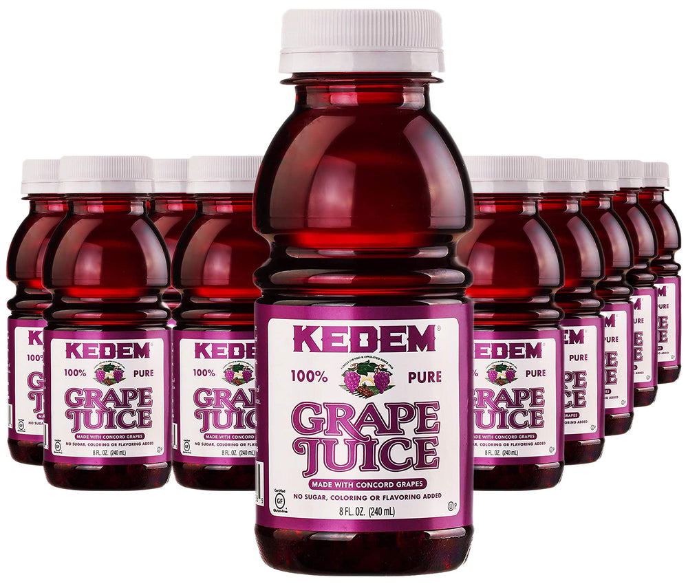 Kedem Concord Grape Juice 8oz bottle, portable for on-the-go celebrations.