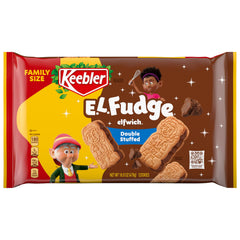 Keebler E.L. Fudge Elfwich cookies in family-size pack for sharing.