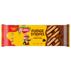 Keebler Fudge Stripes original cookies in a large family-size pack ready to share