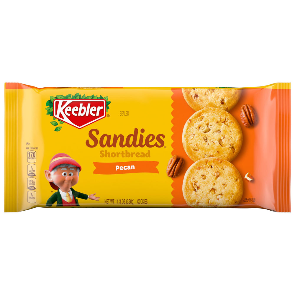 Keebler Sandies Pecan Shortbread cookies packaging, ideal for gifting and everyday snacking.