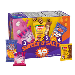 Keebler Sweet and Salty Variety Pack box with cookies and snacks for on-the-go moments.