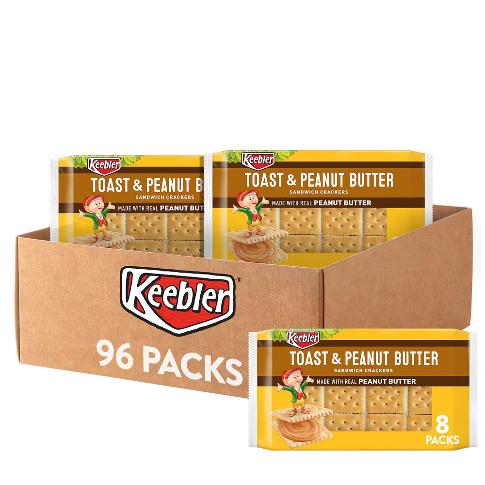 Keebler Toast and Peanut Butter sandwich crackers tray display, ideal for sharing during breaks.