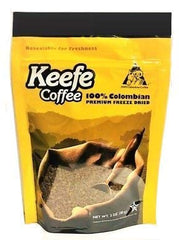 Keefe Coffee freeze-dried 3oz bag aroma boosts quick mornings and bold flavor