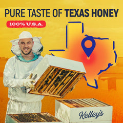 Kelleys Local Texas Honey being poured over warm toast for breakfast.