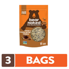 Bear Naked cacao granola in a bowl with toppings for breakfast