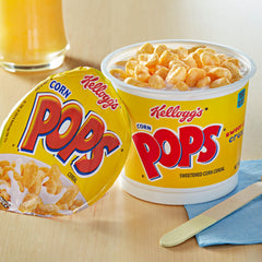 Kellogg's Corn Pops Cups spoon-ready serving showcasing crispy texture.