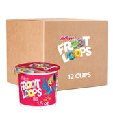 Kellogg's Froot Loops Cereal Cups packaging shown for on-the-go snacking.