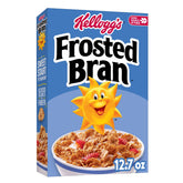 Kellogg's Frosted Bran bowl with milk, fiber-rich start to the day.