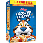 Kellogg's Frosted Flakes bowl with milk for a crunchy morning start.
