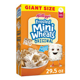 Kellogg's Frosted Mini-Wheats in a bowl with milk, highlighting whole grain crunch.