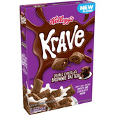 Kellogg's Krave Brownie Batter cereal in a bowl, chocolatey breakfast option