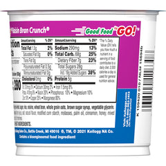 Kellogg's Raisin Bran Crunch cup open, ready to pour milk for a quick breakfast.