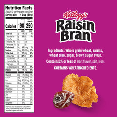 Kellogg's Raisin Bran toasted wheat bran flakes close-up