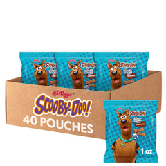 Kellogg's Scooby-Doo dog-bone shaped graham crackers, ideal for on-the-go snacking with milk