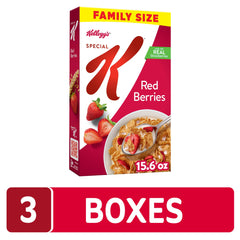 Kellogg's Special K Red Berries cereal grains close-up for a fiber-rich start.
