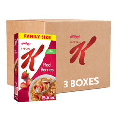 Kellogg's Special K Red Berries cereal in milk bowl for a fiber-rich breakfast.