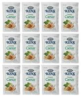 Ken's Creamy Caesar Dressing pouch label highlights gluten-free, US-made quality.