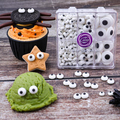 Kercky edible eyeballs sprinkles on assorted desserts for color and crunch