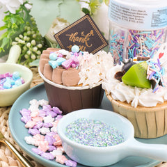 Kercky Pastel Mermaid Sprinkles pastel jimmies brighten cupcakes with playful color