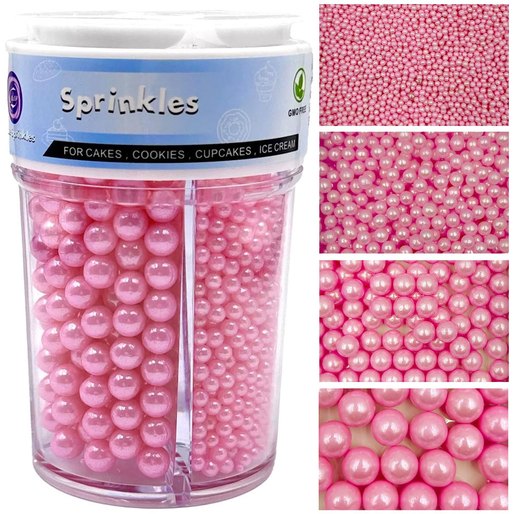 Kercky pink pearl sprinkles bottle adds vivid color to cakes and cookies.