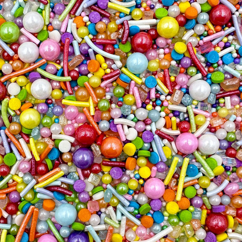 Kercky Rainbow Sprinkles bottle front view for cake decorating ideas.