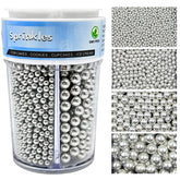 Kercky silver pearl sprinkles bottle front view for elegant cake decorating