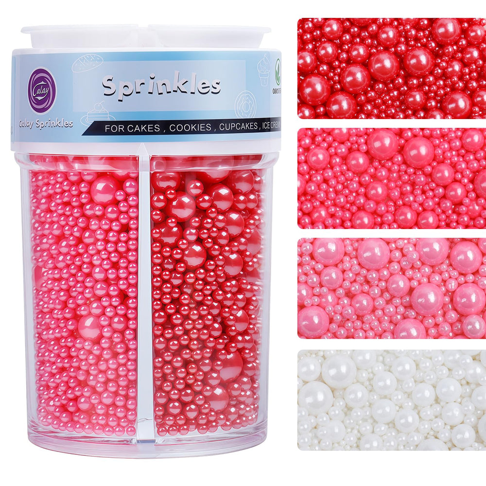 Kercky Valentines Sprinkles bottle front with four-color pearl mix for elegant cake decorating