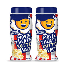 Kernel Season's Movie Theater Butter Salt bottle ready to dust freshly popped popcorn.