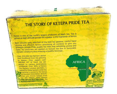 Ketepa Pride leaf-tea droplets over mug signaling aroma release during steeping.