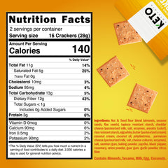 Keto Naturals crackers on a cheese board with savory cheddar onion flavor