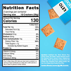 Keto Naturals Sea Salt Crackers showcase almond flour crisp for lunchbox snacking.