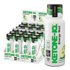 Ketone-IQ green apple bottle front for steady energy on the go.