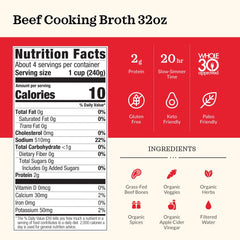 Kettle & Fire beef broth label closeup showcases clean packaging and quality ingredients.